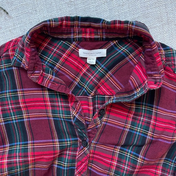 BeachLunchLounge Red Plaid Peplum Top - Picture 3 of 4